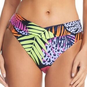 Bar III Women's Palm Prowl High Leg Bikini Bottoms Medium (103)